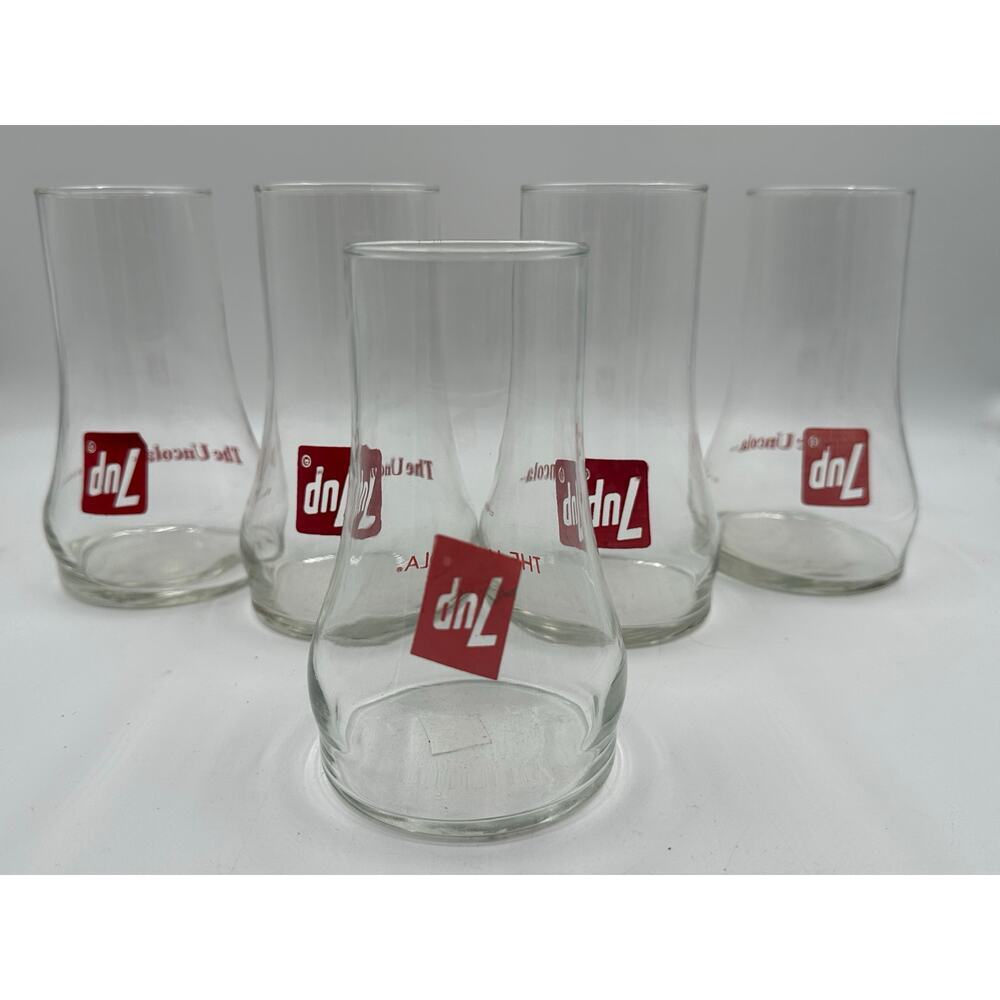 Vintage 70s 7UP Upside Down Glass The UNCOLA 7-Up 1970s Vintage Glassware Coke